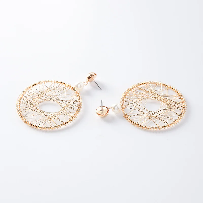 Модные большие серьги с увеличенной сеткой в Корейском стиле большими кругами