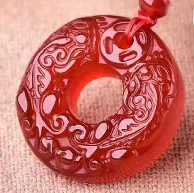 3.5х3.5 см Натуральная прозрачная тонкая выгравированная милая счастливая подвеска из нефрита, агата и халцедона с бесплатным ожерельем модного ювелирного изделия для женщин и мужчин.