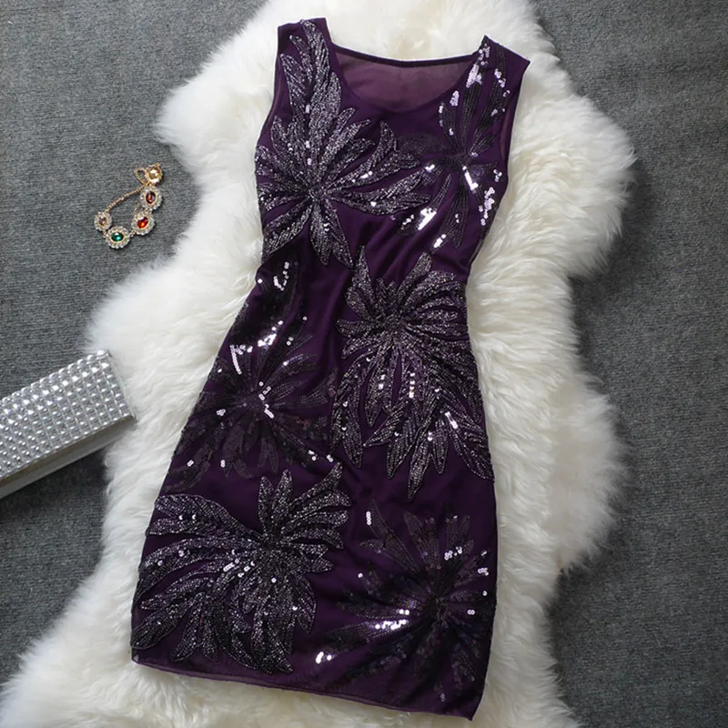 Женское платье жилет с вышивкой и блестками красивые облегающие праздничные