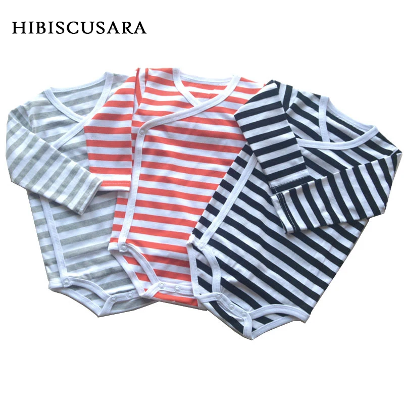 Хлопковые комбинезоны с боковой застежкой для новорожденных девочек и мальчиков