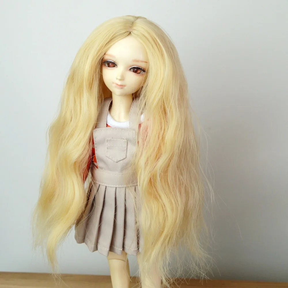BJD длинный кудрявый парик золотой для 1/6 11 &quot1/4 17&quot 1/3 24 &quotвысокий YOSD MSD SD DK DZ AOD DD