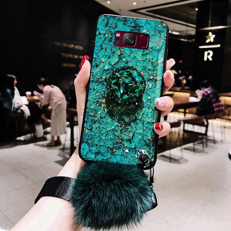 Модные чехлы для телефонов Samsung S10 Plus S8 S9 мягкий блестящий чехол подставка Note 8 9 S7