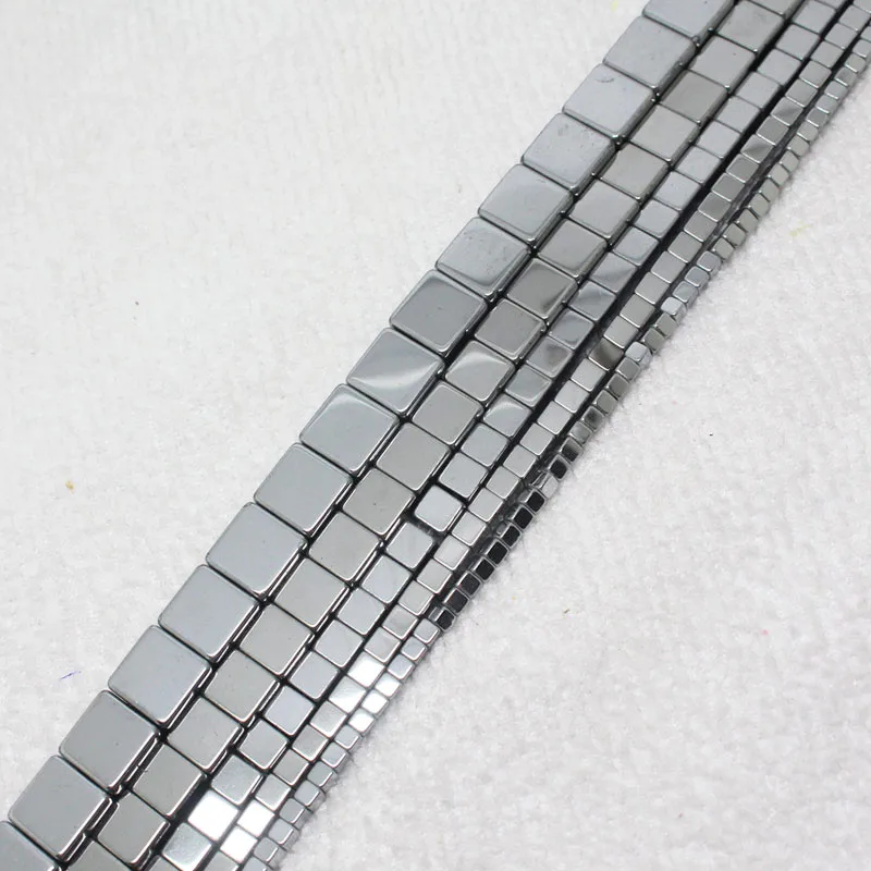 

Mini. order is $7! 2x2-6x6mm Silver Hematite ironstone Square cube Spacer DIY Loose Beads 15"