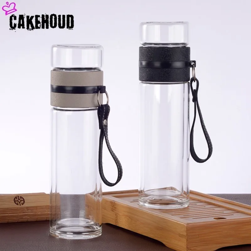 450ml Creative Crystal Glass Bottle Double Vacuum Flask Tea Cup with Stainless Steel Filter Winter Sports Water | Дом и сад