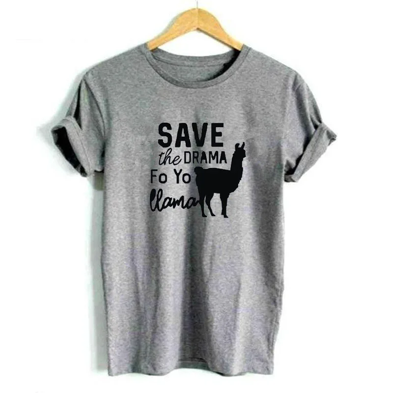 Женская футболка с длинным рукавом Save The Drama для Llama летняя Shrot Прямая