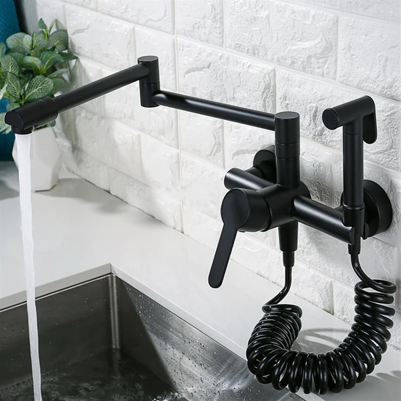 Кухонный кран настенный Твердый латунный и смеситель для кухонной раковины