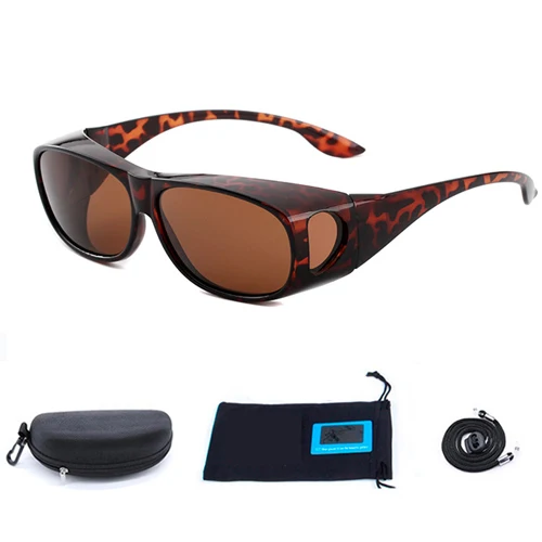 Leopard with box NEWBOLER Поляризованные линзы для мужчин и женщин, солнцезащитные очки для рыбалки, покрытие для близорукости, очки, солнцезащитные очки, подходят для солнцезащитных очков - Цвет: Leopard with box
