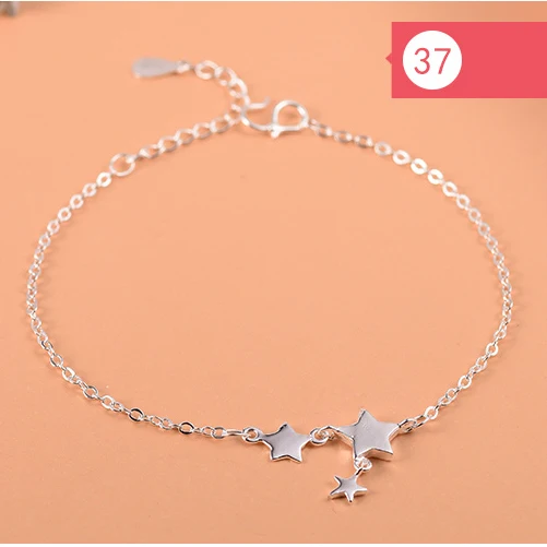 Браслет женский из серебра 925 пробы с подвеской в виде цветка и звезды|Гибкие