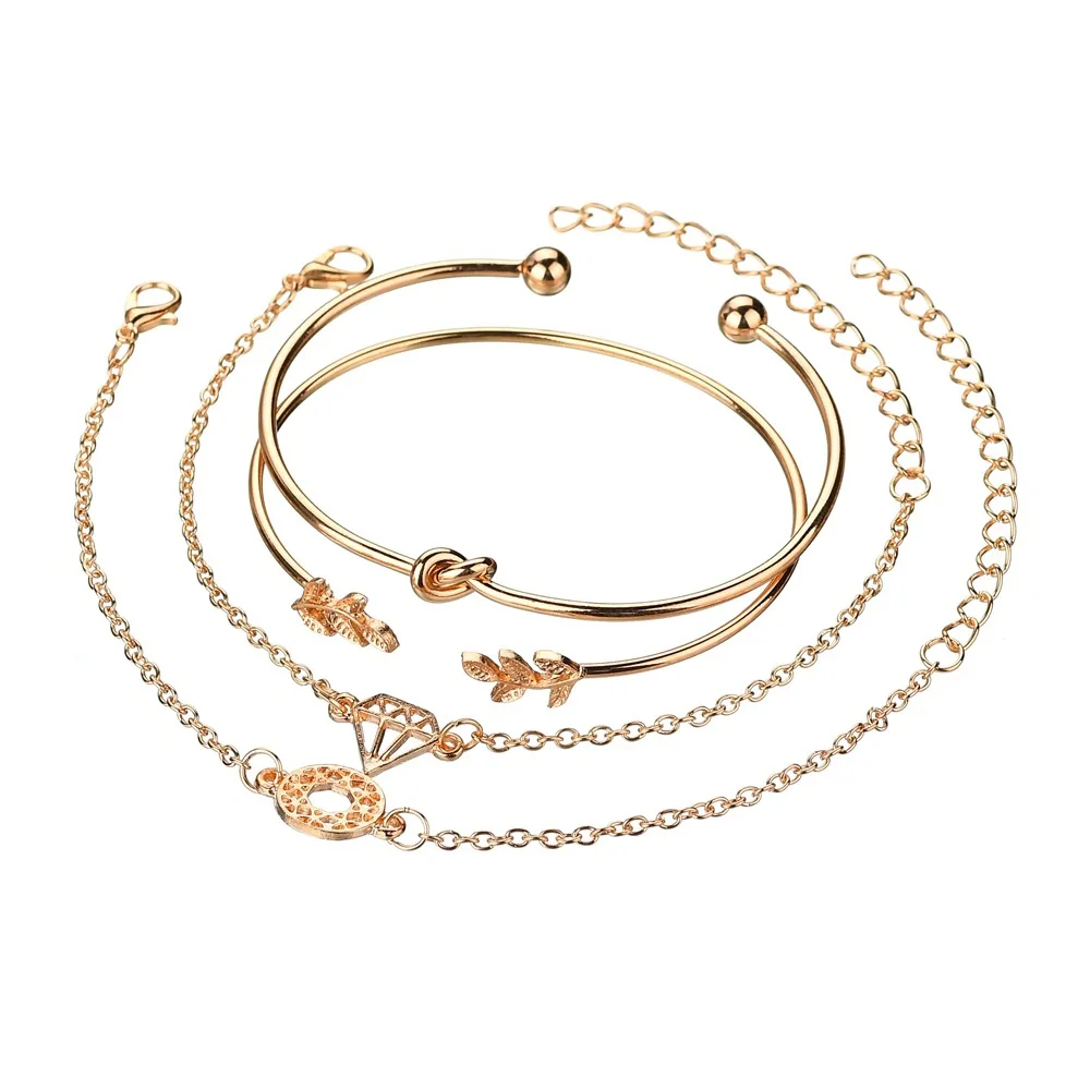 4 шт./лот модные популярные новые женские браслеты с милыми листьями открытые