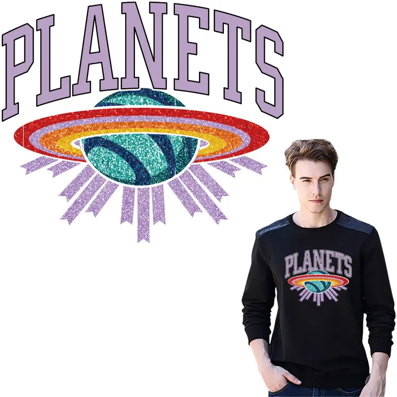 

space star letters patches for clothing thermo stickers iron on transfer for T-shirt hoodies diy patch thermocollants vetement