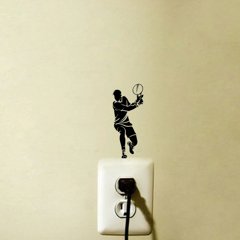 Виниловые наклейки на стену с изображением теннисного игрока|light switch colors|light brown