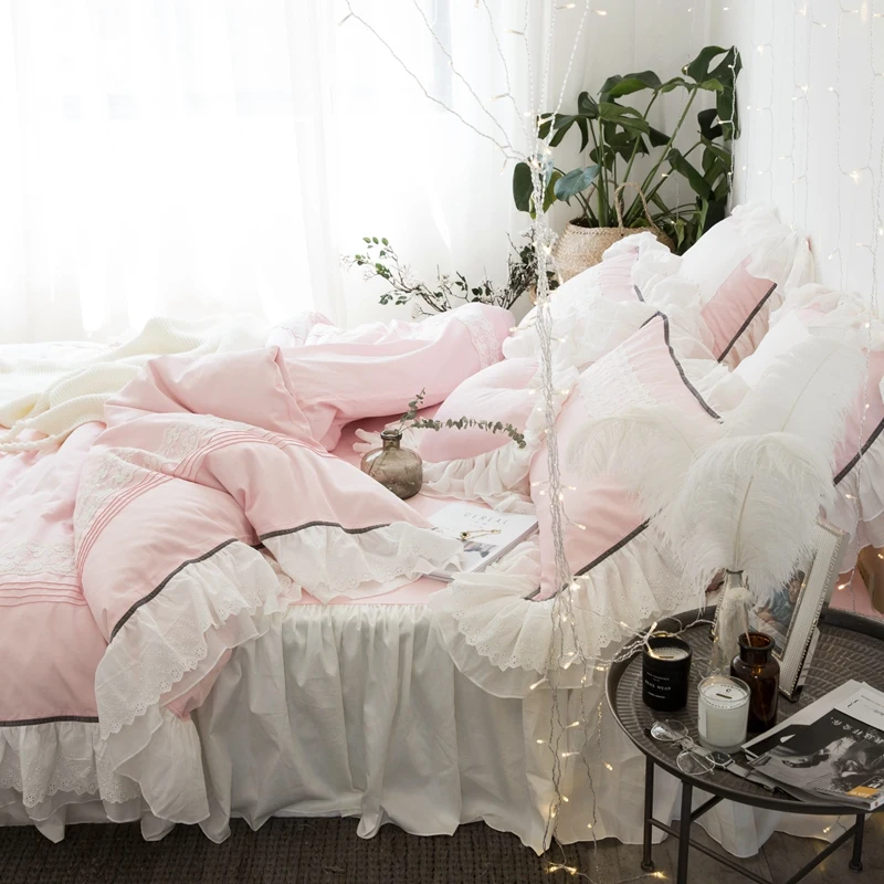 Роскошный корейский стиль принцессы 60S Египетский хлопок набор постельных