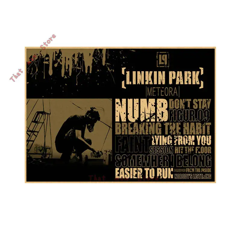 Винтажная ретро-рок-группа Linkin park, музыкальная гитара, матовая крафт-бумага, античный плакат, настенная наклейка, домашний декор - Цвет: Армейский зеленый