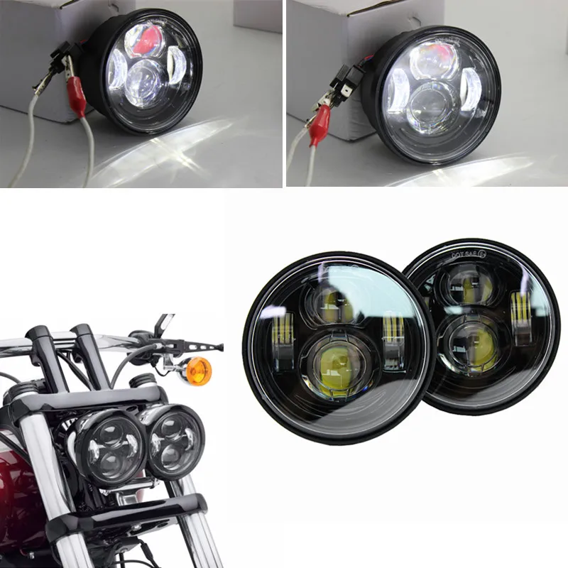 Для мотоцикла Harley Dyna Fat Bob Moto стиль фары 4 65 дюймов двойной Дальний свет и ближний