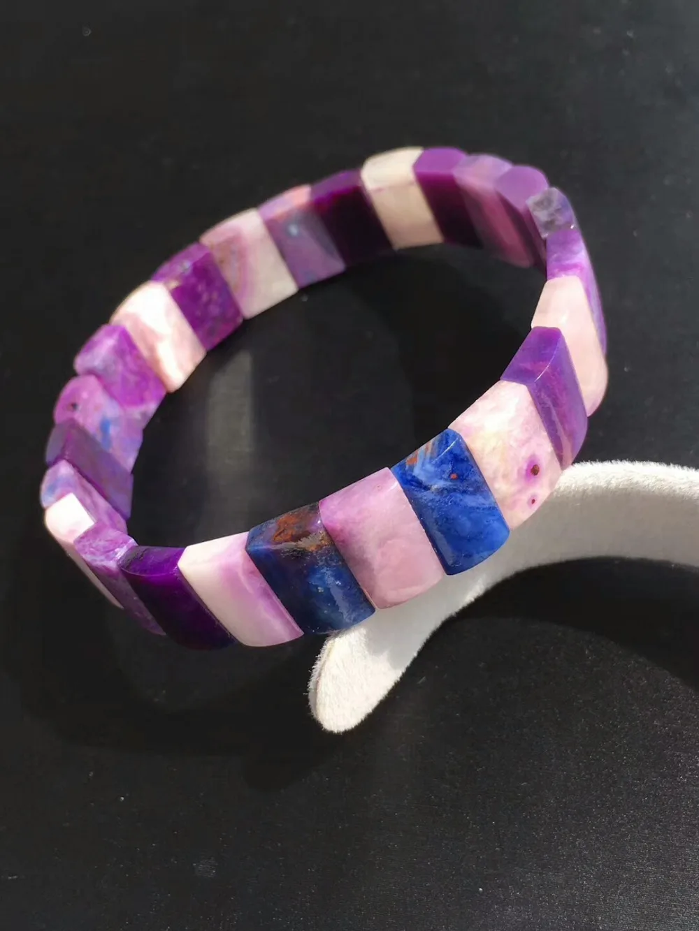 Натуральный розовый браслет Sugilite с кристаллами прямоугольные бусины 12 мм стрейч