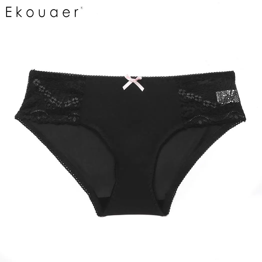 Нижнее белье Ekouaer комфортные хлопковые кружевные трусы с низкой посадкой для