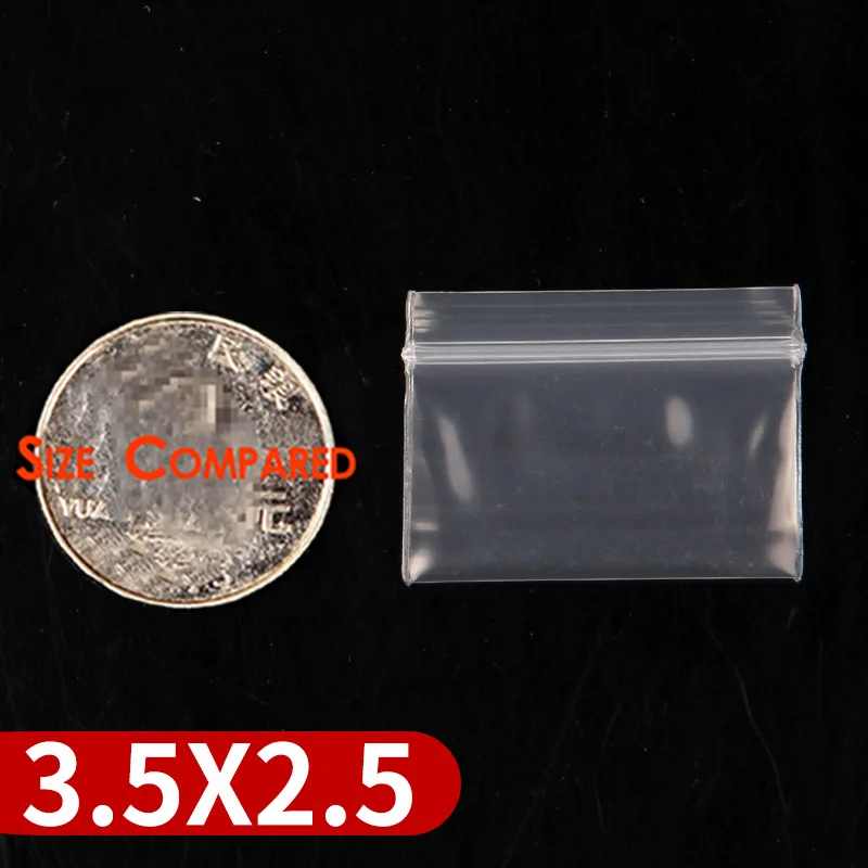 Clear 3.5x2.5CM Небольшой Пластик мешок с застежкой-молнией 100 шт. несколько Размеры Ziplock таблетки расфасованный по пакетам красное голубое обрамление толстом каблуке прозрачные пакеты с застежкой zip-lock - Цвет: Clear 3.5x2.5CM