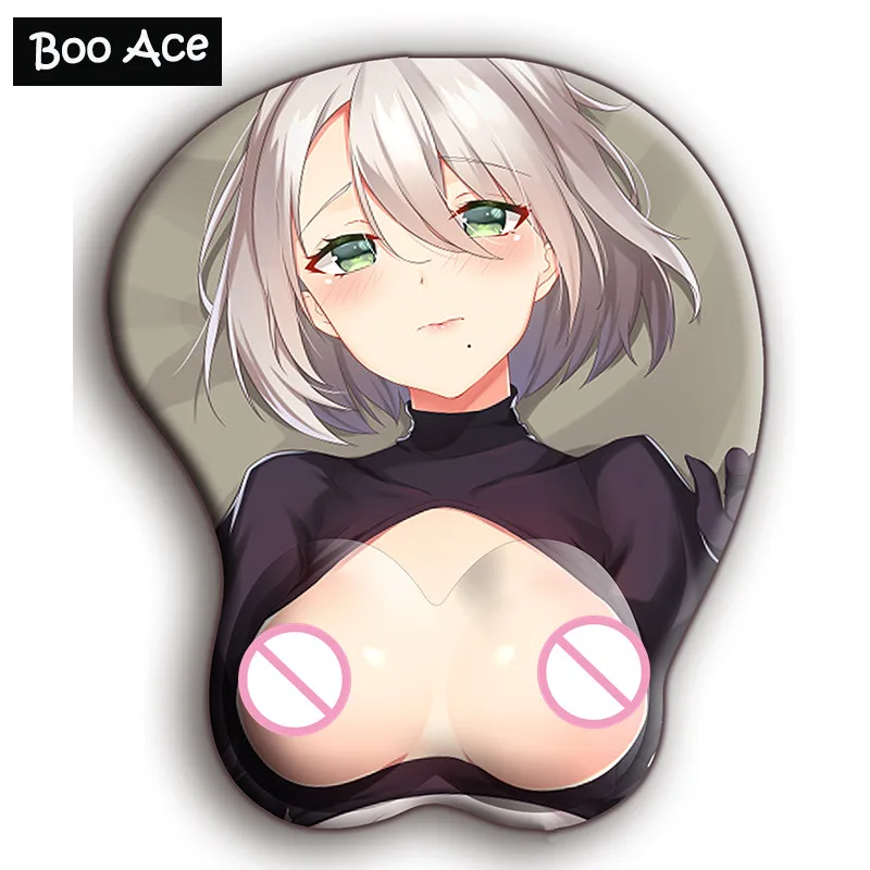 Черный 2WAY! NieR: Automata 2B игровой 3D коврик для мыши с силиконовым гелем для запястья Размер 26*22 см - Цвет: Черный