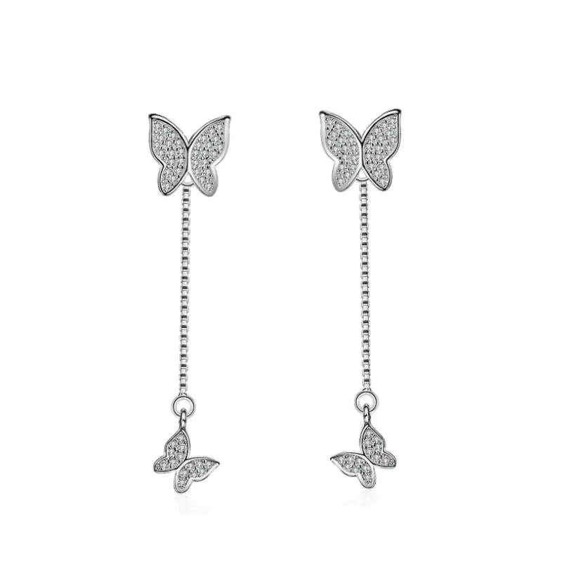 New Micro CZ Zircon Butterfly Tassel Earrings For Women Trend Creative Jewelry Party Gift Oorbellen SAE127 | Украшения и
