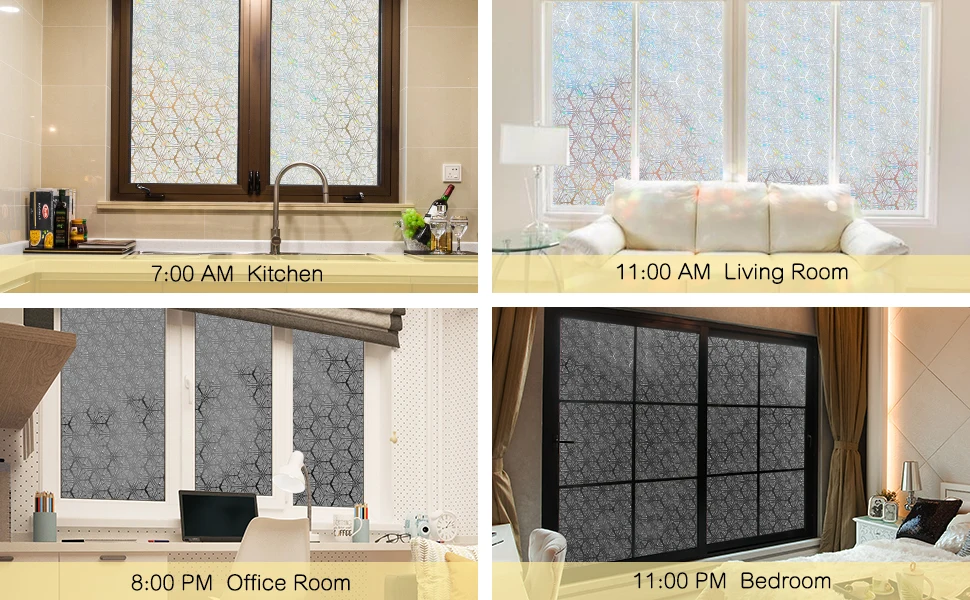 Funlife Vinyl Self-adhesive Window Privacy Film 3D Static Cling Window Glass Film Decorative Anti UV Window Sticker