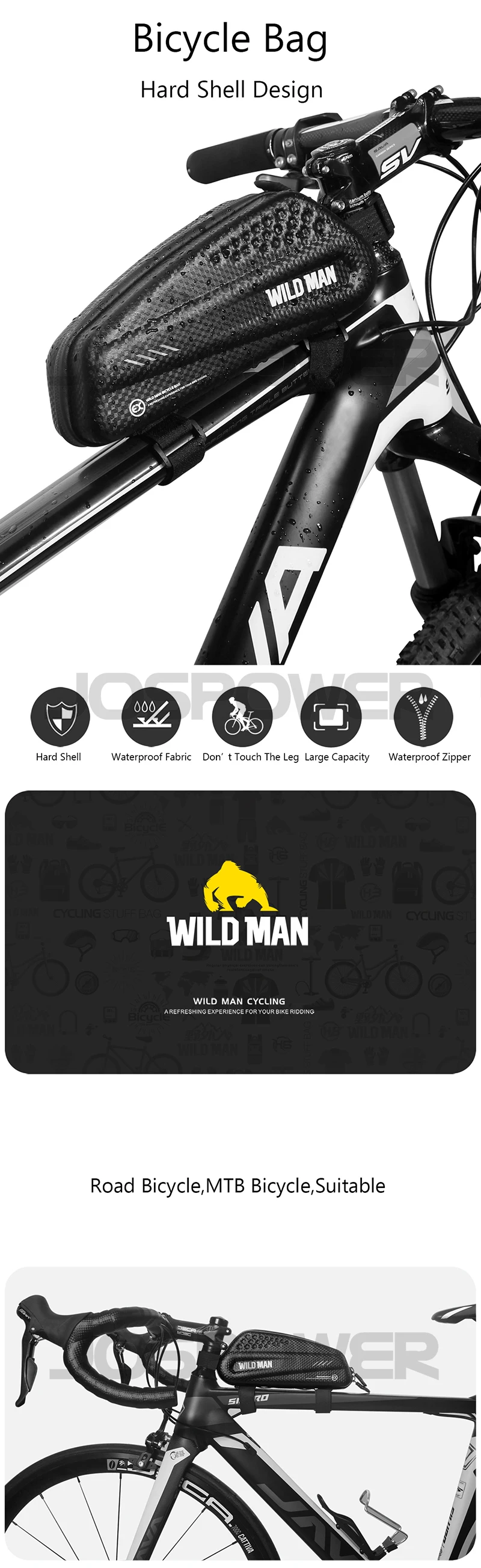 WILD MAN MTB велосипедная сумка непромокаемая дорожная велосипедная передняя рама Сумка велосипедная жесткая оболочка для хранения инструментов чехол для телефона седельная сумка