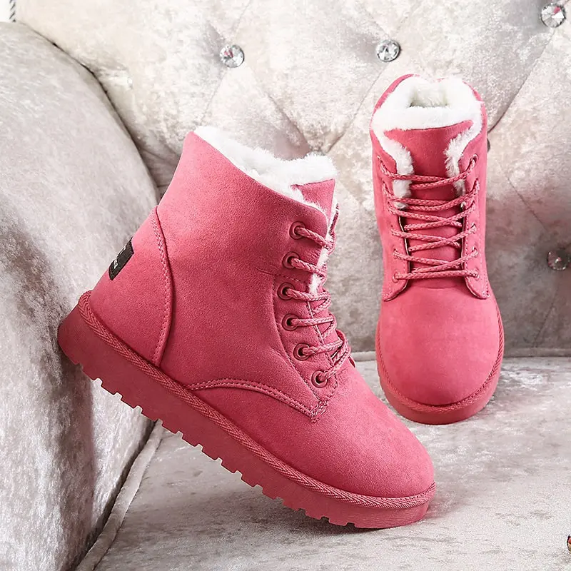 Pink Shoes Ariari/зимние женские ботинки; очень теплые зимние ботинки; женские замшевые ботильоны; женская зимняя обувь; Плюшевые пинетки; женская обувь - Цвет: Pink Shoes