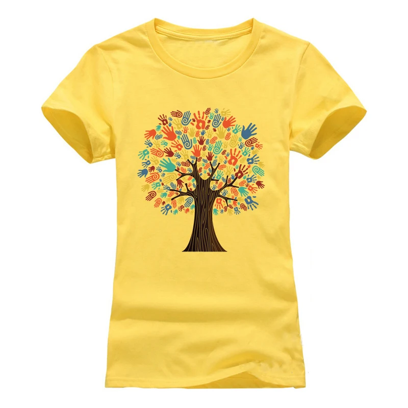 2017 г. Новые модные летние женские футболки Coloful дерево печатных футболка женщин