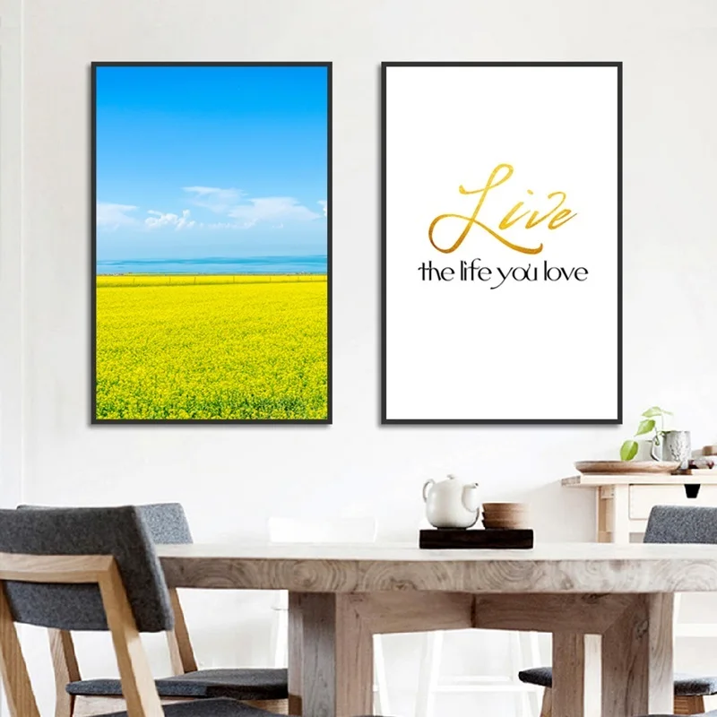 Nordic Small Fresh Rape Flower Living Room Painting Modern Home Decoration Wall Art Pictures Modular Canvas Posters and Prints | Дом и сад