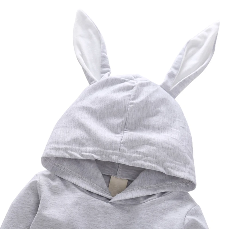 2018 весенне осенний Детский комбинезон с длинными рукавами и заячьими ушками для