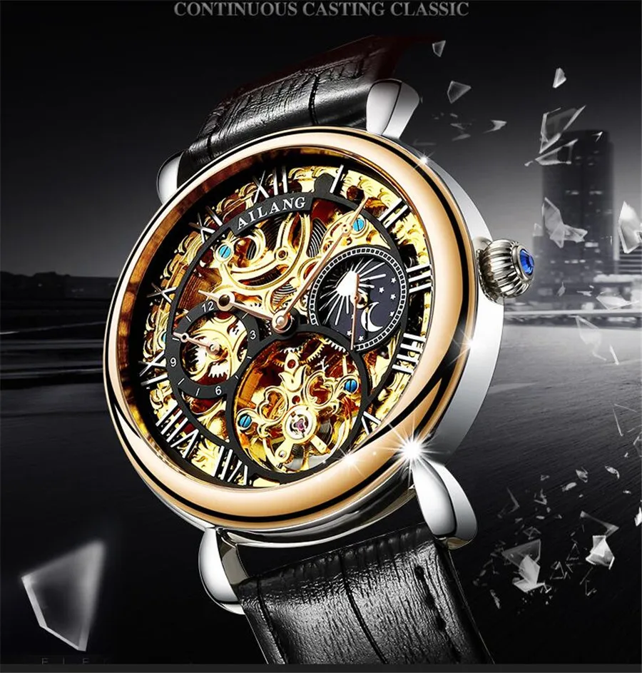 Tourbillon бизнес мужские s часы лучший бренд класса люкс ударопрочный водонепроницаемый скелет часы Мужские механические Автоматические наручные часы