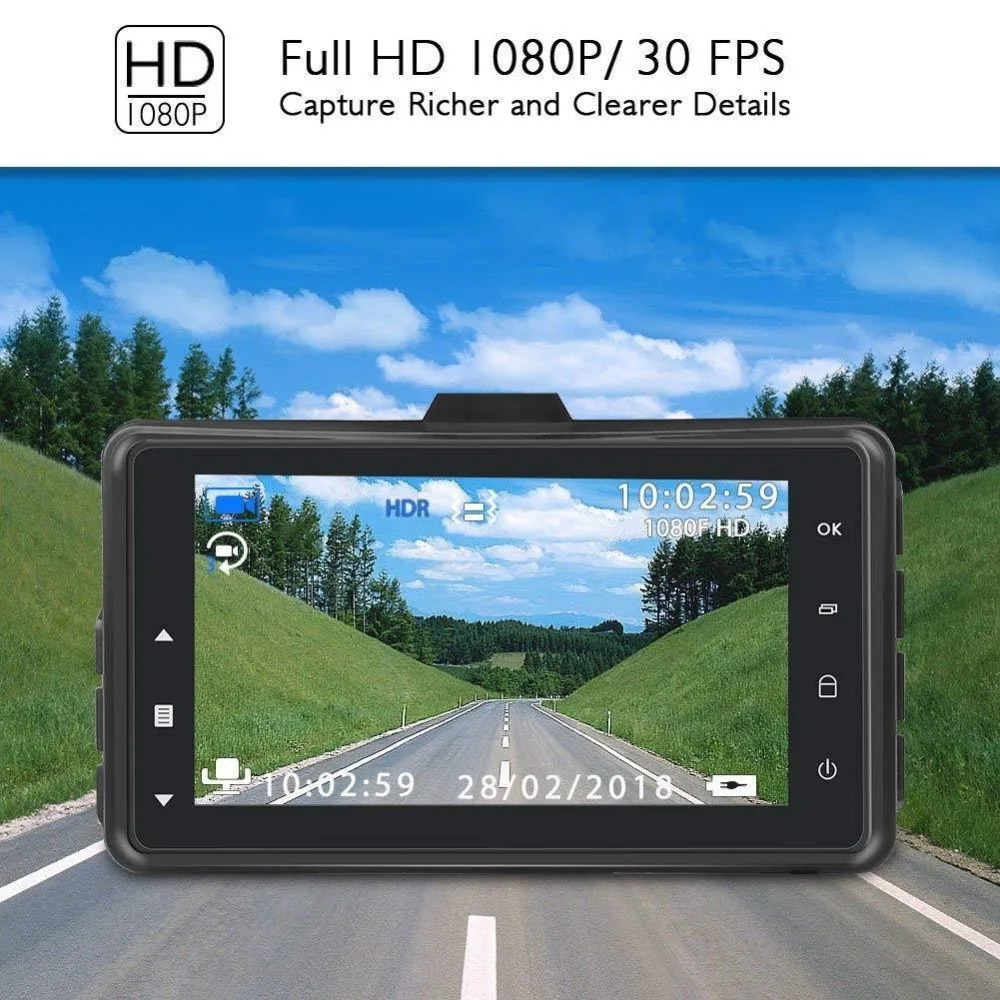 AKASO Новый 3 дюймовый Автомобильный видеорегистратор камера 1080P циклическая