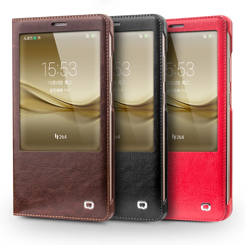 QIALINO 2016 чехол для huawei Ascend mate 8 популярный роскошный из натуральной кожи флип умный