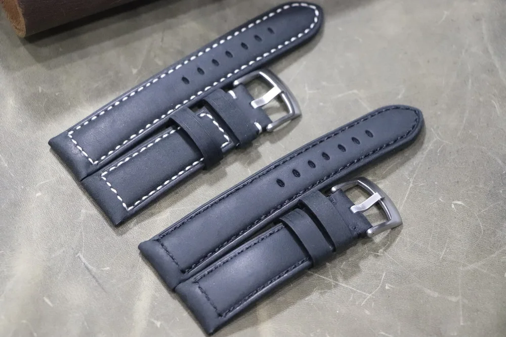 Ремешок из натуральной кожи для часов универсальный черный браслет Panerai Omega Seiko