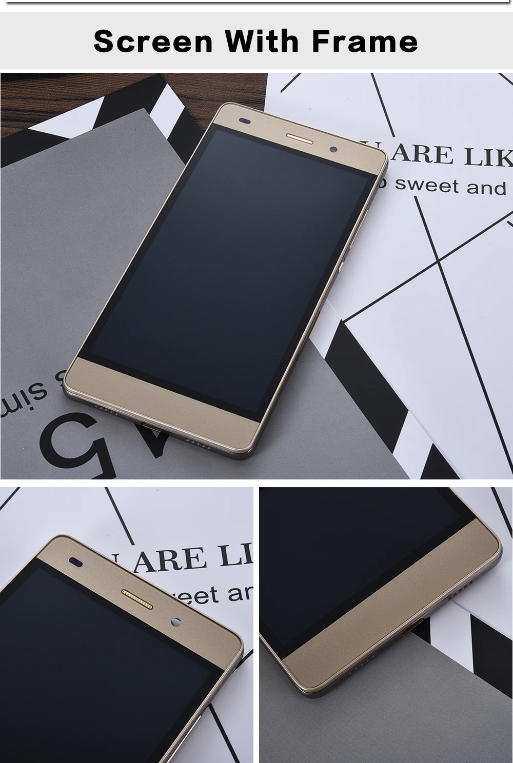Huawei P8 Lite ЖК-дисплей кодирующий преобразователь сенсорного экрана в сборе с рамкой Замена ALE-L04 ALE-L21 для 5," huawei P8 Lite lcd