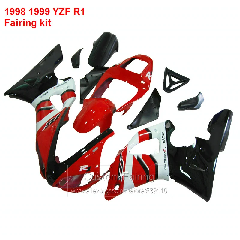Обтекатели тела комплект для YAMAHA YZF R1 1998 1999 Модель 98 99 (красный + черный) Высокое
