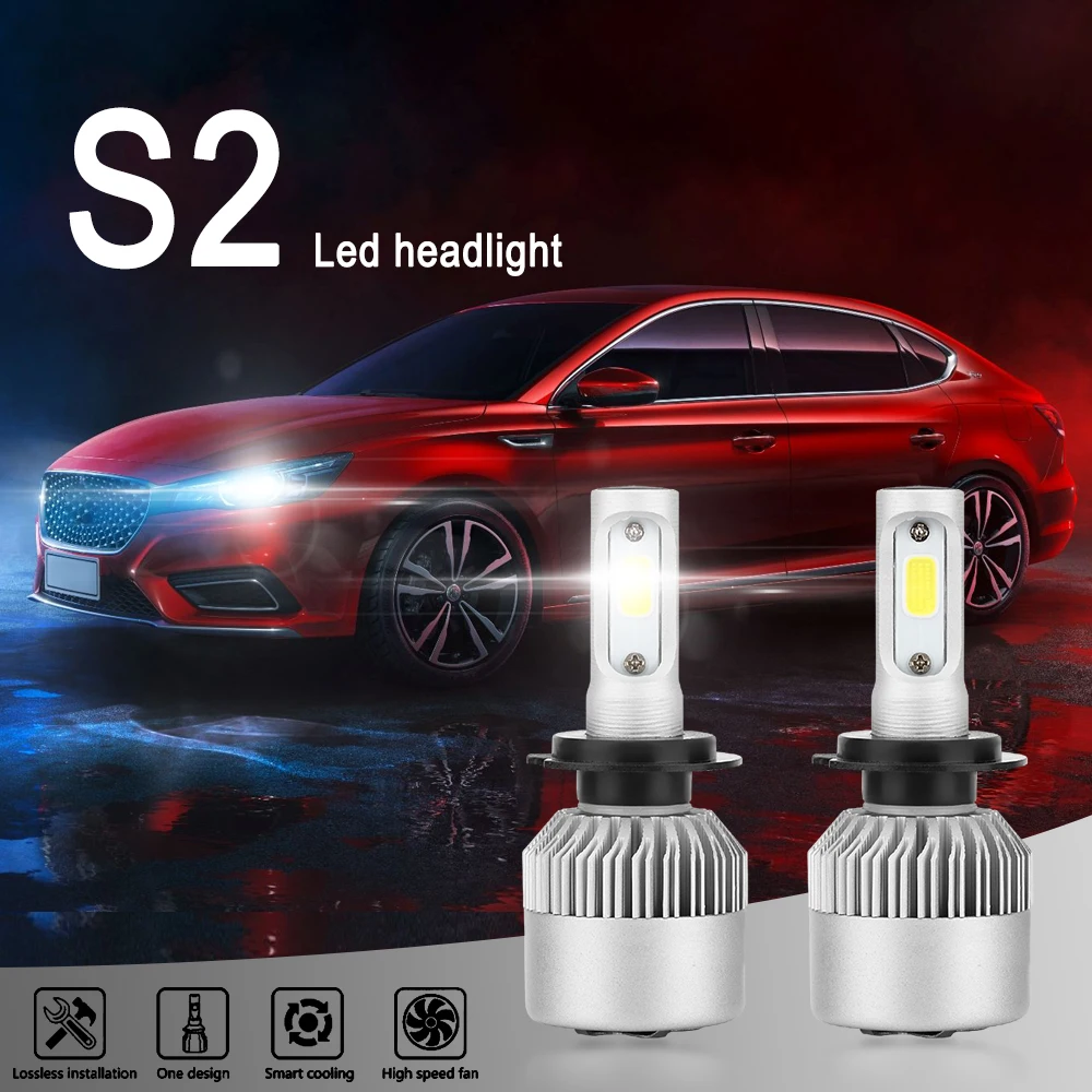 Jeuzn из 2 предметов 6500K H7 светодиодный фар автомобиля H4 лампы H1 H11 H3 H8 H9 9005 HB3 9006 HB4 H27 9007 36 Вт 8000LM Turbo лампы для передних автомобильных противотуманных фар