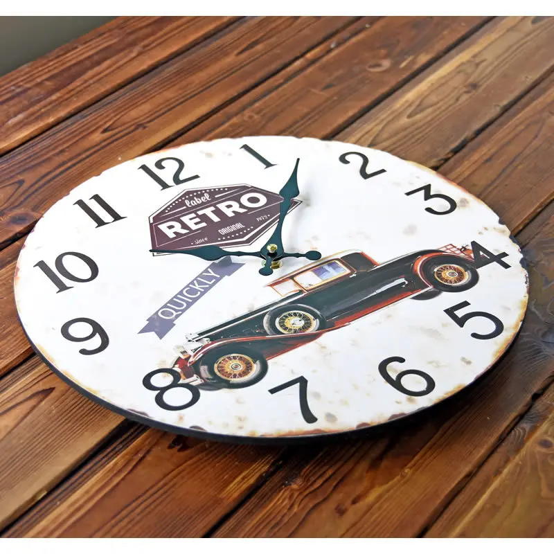 Новое поступление ретро автомобиль быстро немой дерева Настенные часы
