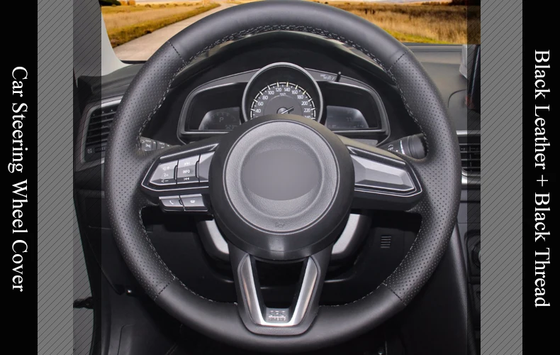 LQTENLEO черный из натуральной кожи рулевого колеса автомобиля крышки для Mazda 3 Axela- Mazda 6 Atenza- CX-3 CX-4 CX-5 CX-9