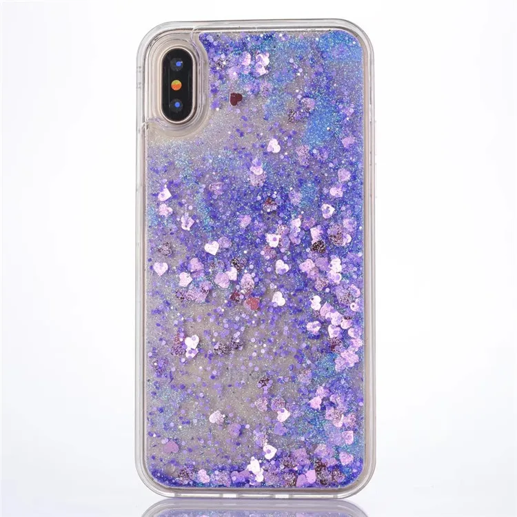 Blue Heart Sequins Glitter Sand Phone Cases For iPhone X 8 7 6 6s Plus Pink Hard PC Back Cover Case 5 5S SE |