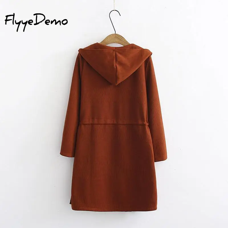 5XL Hooded Knitting Long Cardigan Sweater Women Jumper Lace Up Female Coat 2019 Warm Knitted Pocket Outerwear Plus Size |