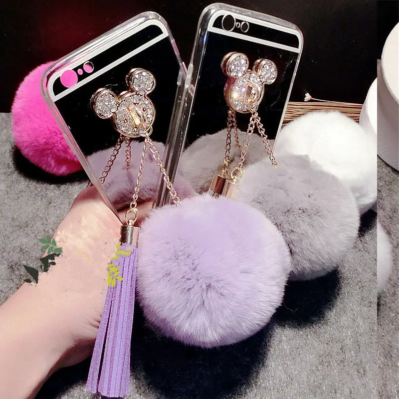 Чехол для Samsung S7 edge S8 S9 Plus Note5 Note8 Note9 роскошный мягкий зеркальный чехол с меховым