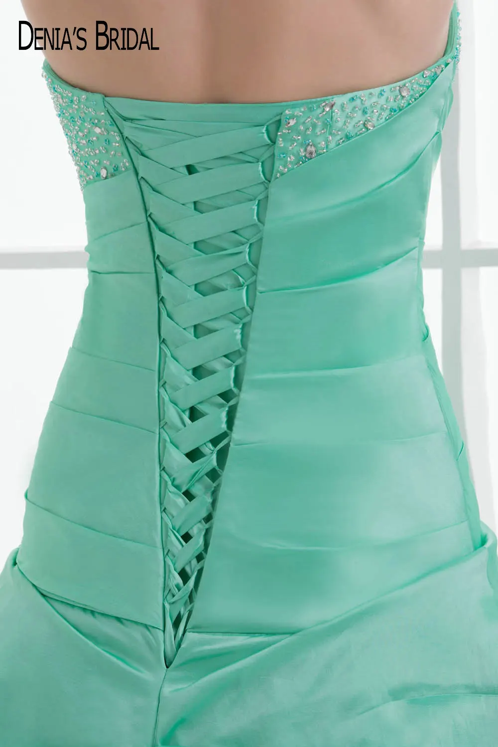 2017 вечернее платье цвета зеленой мяты с милым вырезом длиной до пола бусинами без