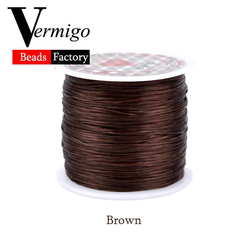 60m/Roll DIY Crystal Beading Stretch Cord for Jewelry Making 0.7mm Elastic Thread Rope Diy Bracelet Necklace Accessories - Цвет: Brown