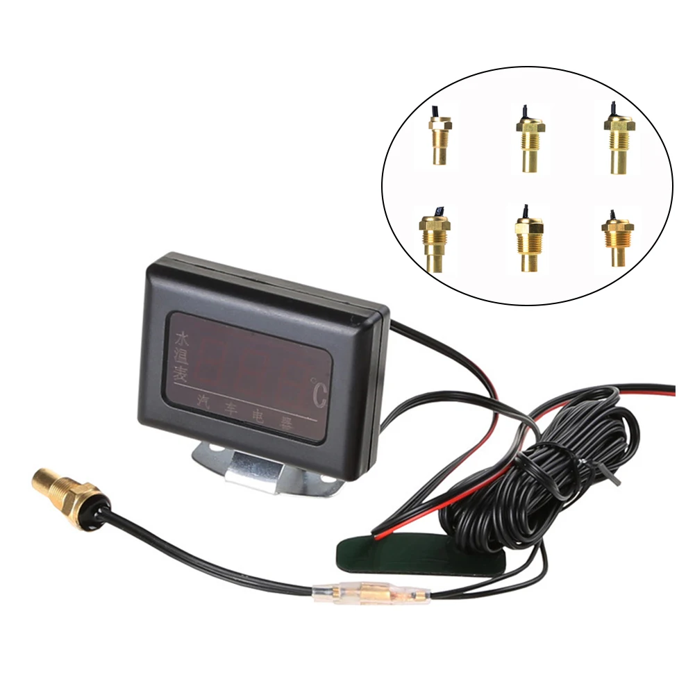 Gauge With 17mm Модифицированный автомобильный инструмент Аксессуары 12 В 24 В Универсальный цифровой инструмент датчик температуры воды с датчиком профессиональный - Цвет: Gauge With 17mm