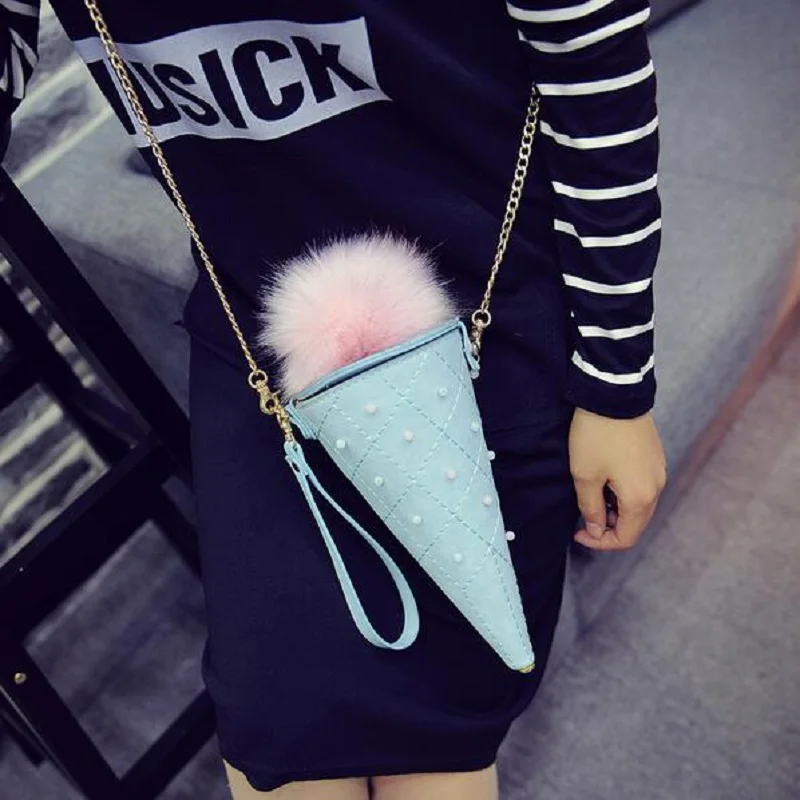 2017 женская сумка на одно плечо молнии цепочке сумка-мессенджер uette Ice Cream конусная