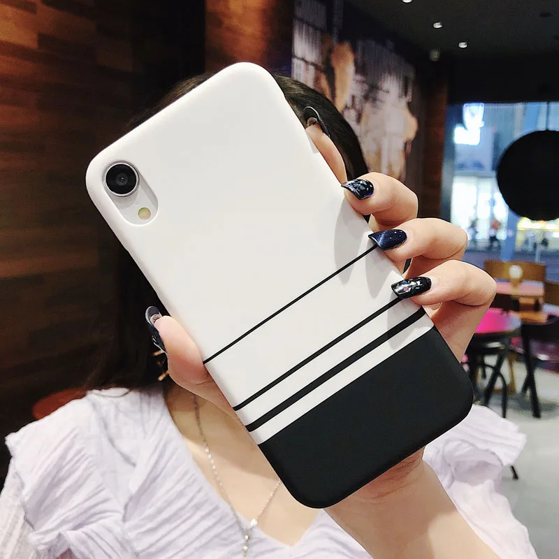 Lovebay Жесткий PC чехол для телефона для iphone XS Max XR X 7 8 6 6S Plus 5 пар простая сетка полоса черный белый телефон задняя крышка s Чехол - Цвет: 2358
