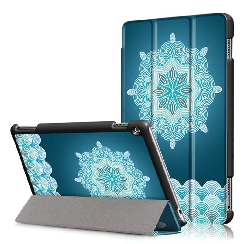 Чехол-подставка из искусственной кожи с рисунком для huawei MediaPad M3 Lite 10 BAH-W09 BAH-AL00 10,1 дюймов, защитный чехол для планшета+ пленка для экрана+ ручка - Цвет: Blue snowflake