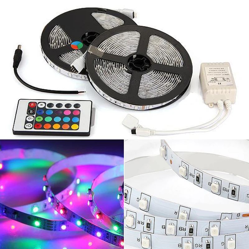 Diy 10 м (2*5 м) 3528 SMD 600 светодиодный светильник RGB с 24 клавишами ИК пульт