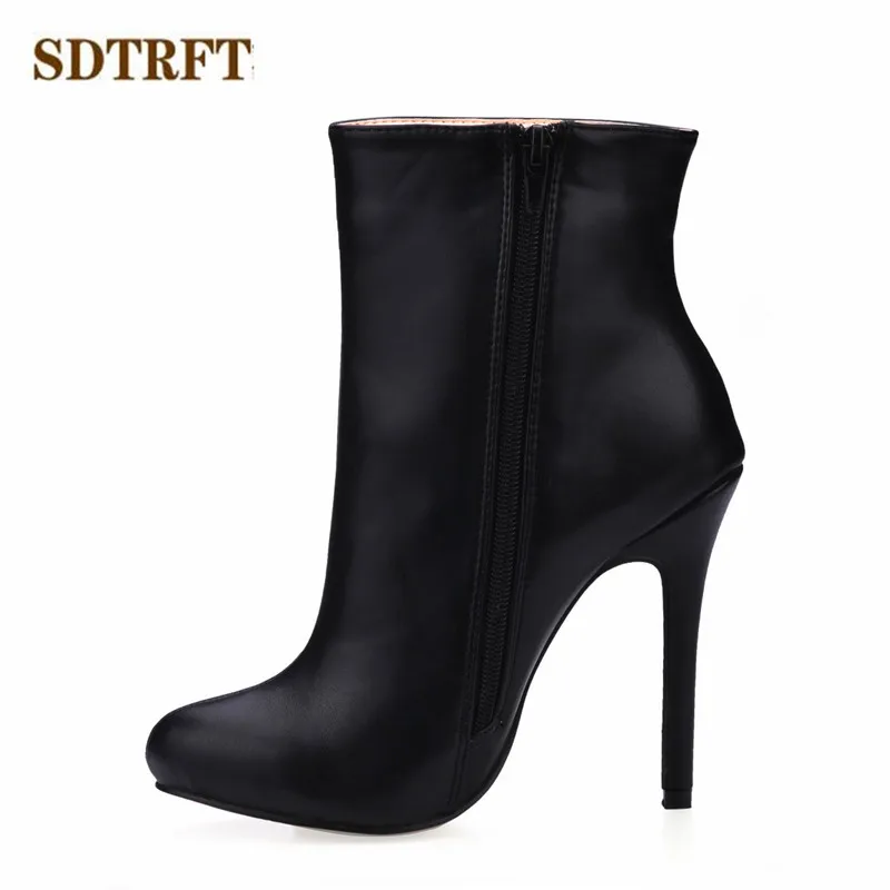 Женские ботильоны на шпильке 12 см SDTRFT ботинки мартинсы тонком каблуке с острым