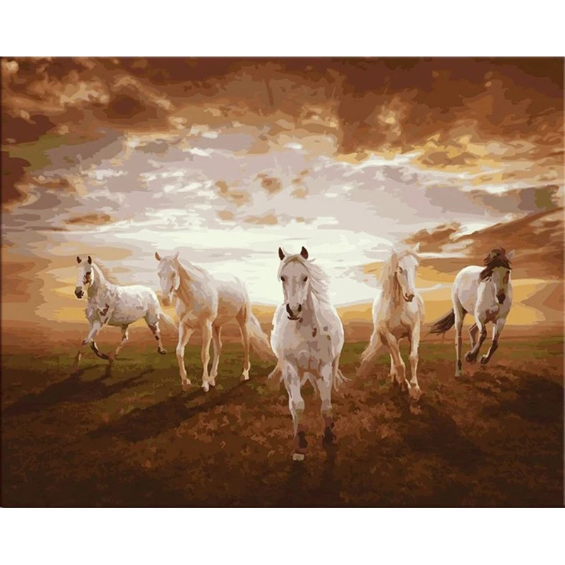 Скачущей Horses.40x50cm Раскраска по номерам сделай сам wall Art Гостиная украшения
